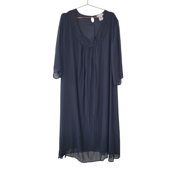 ULLA POPKEN Black A-Line Beaded Maxi Dress Size 32/34 - Picture 2 of 15